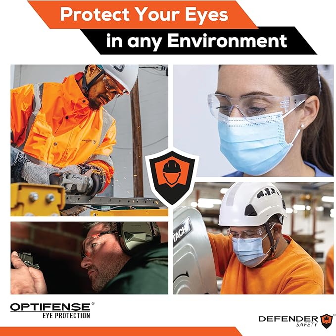 Defender Safety VS1 Safety Glasses, 30 pack, Polycarbonate protective eyewear, impact resistant Anti Scratch, ANSI Z87