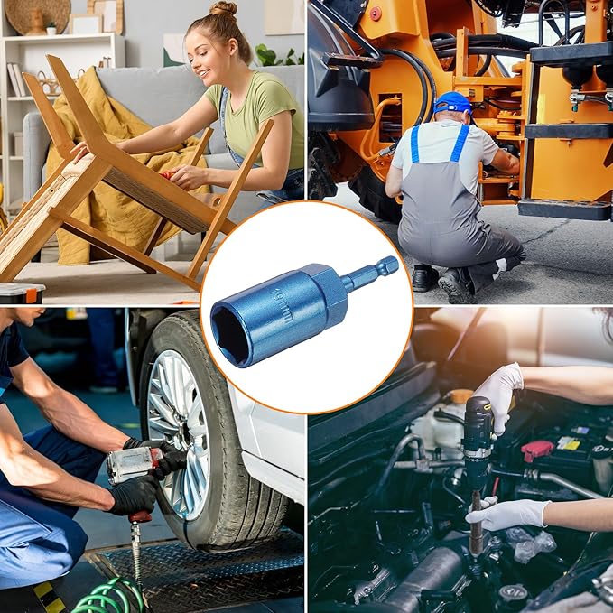 HARFINGTON Nut Driver 19mm Hex Drive Socket CR-V Steel Power Screw Drill Bits Socket Wrench Tools with 1/4" Quick Change Hex Shank for Power Drills Impact Drivers, Blue
