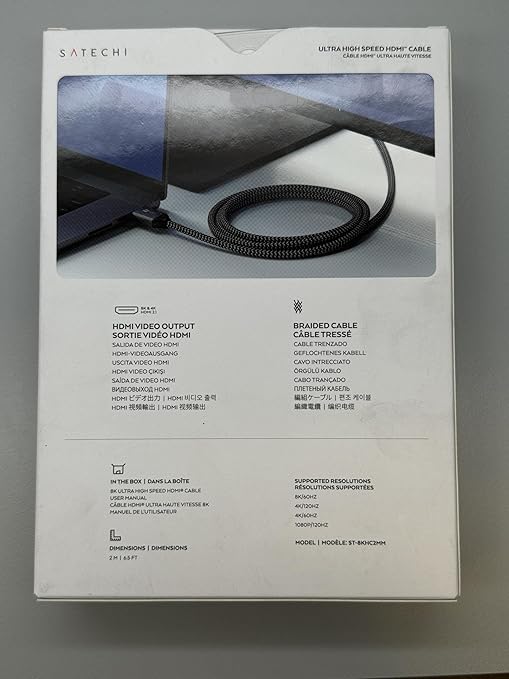 Satechi 8K HDMI 2.1 Cable – Supports 8K @ 60Hz and Ultra High Speed 4K @ 120Hz, 48Gbps – HDMI to HDMI Capable Compatible with iMac Pro, iMac, Mac Mini, MacBook Pro/Air, Windows, and More (6.6 ft/2m)