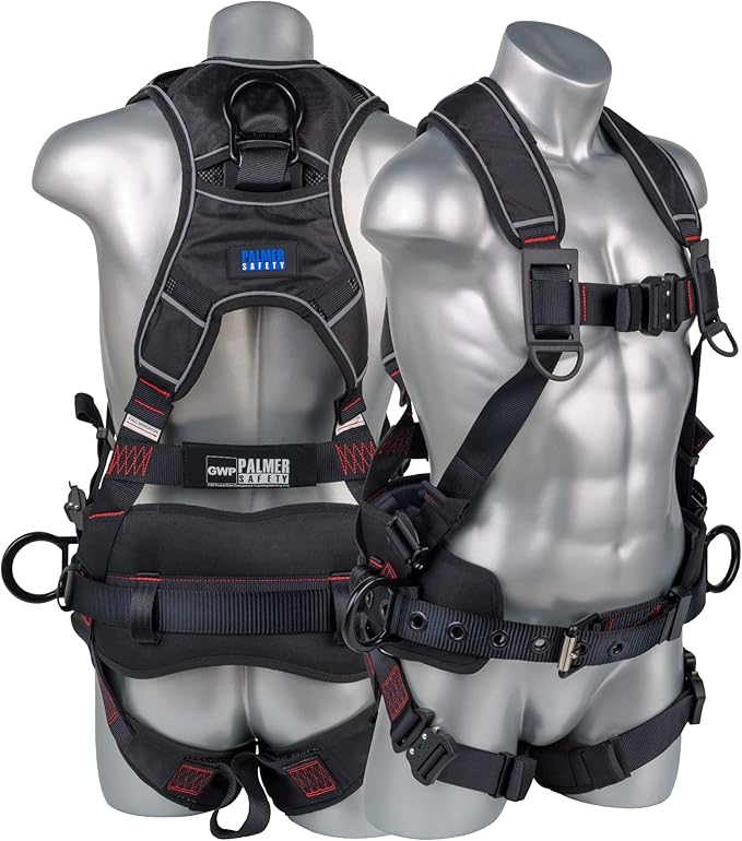 Palmer Safety Hammerhead 5pt Safety Harness Back Padded, QCB Chest, Tongue Buckel Legs Straps, Back & Side D-Rings