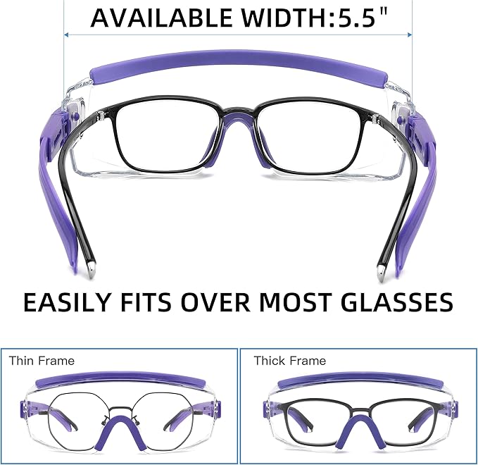 Safety Glasses Over Eyeglasses Anti Fog Safety Goggles Protective Glasses With Adjustable Frame For Men Women