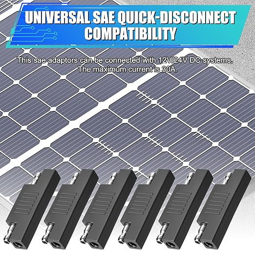 SAE Polarity Reverse Adapter - Quick Disconnect SAE Connector for Solar Panel, Battery Charger & Maintainer (6-Pack)