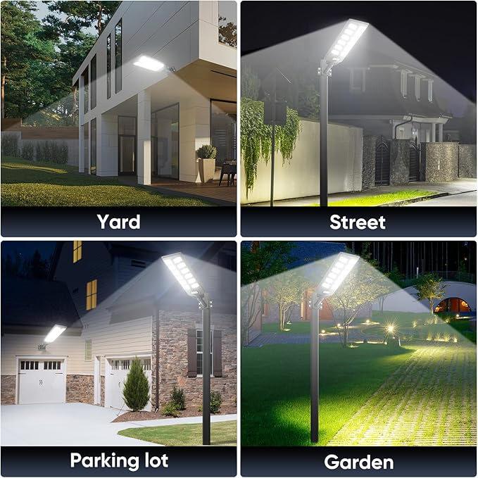 2 Pack Solar Street Lights Outdoor Waterproof, 6500K 504 LEDs Solar Security Flood Lights IP66 Dusk to Dawn for Outside Garden Yard Parking Lot Patio, Front Door Garage