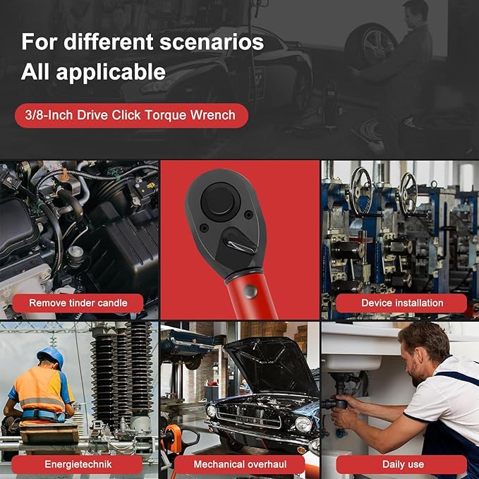 3/8-Inch Drive Click Torque Wrench,Dual-Direction Adjustable,72-Tooth Dual Range Scales-5-50Ft-Lb/6.8-68Nm,Quick Release Ratchets