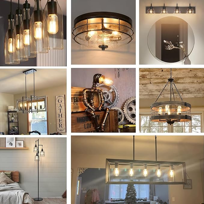 3.2 Inch E26 LED Bulb 60 Watt Equivalent, 2700K Soft White Edison Bulbs Dimmable, AC 120V 600LM T10/T9 Clear Glass Filament Light Bulbs UL for Pendant Wall Light Desk lamp-4 Pack