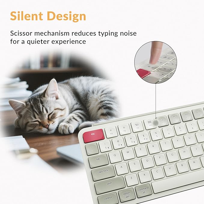 Keychron B1 Pro Ultra-Slim ZMK/Launcher Wireless Bluetooth 2.4 GHz/Wired Connection Keyboard for Mac Windows Linux - Retro Red