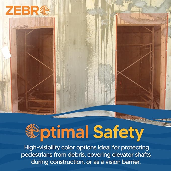 Fire Retardant Debris Safety Netting (8.6' x 150' - Orange) - High Visibility Construction & Scaffolding & Railing & Elevator Netting for Enhanced Safety - Construction Fencing