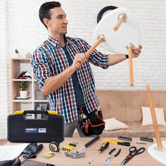 40-Piece Home Tool Kit with Easy Carrying Box, Small Basic Hand Tool Set Perfect for DIY Building, Home Maintenance and Woodworking, Great for College Students