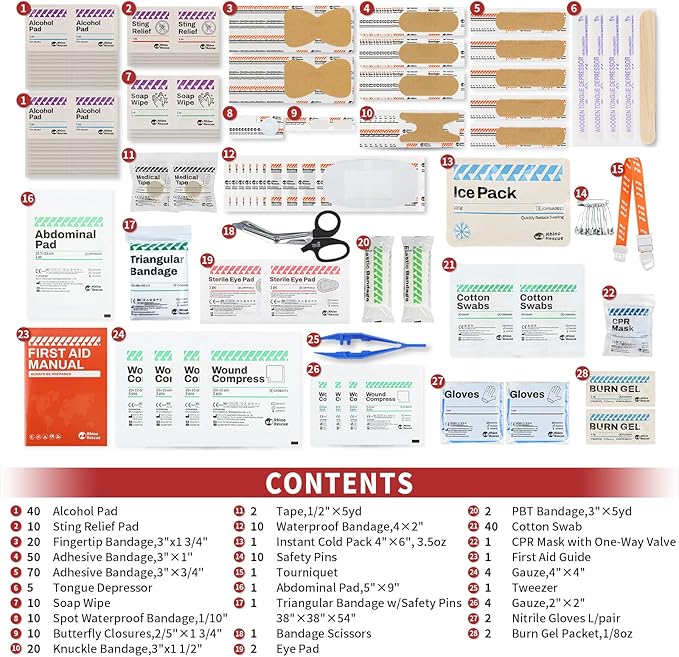 RHINO RESCUE 350 Pieces OSHA All-Purpose First Aid Kit, Home & Office Professional Medical Supplies, Ideal for Emergency, School, Business