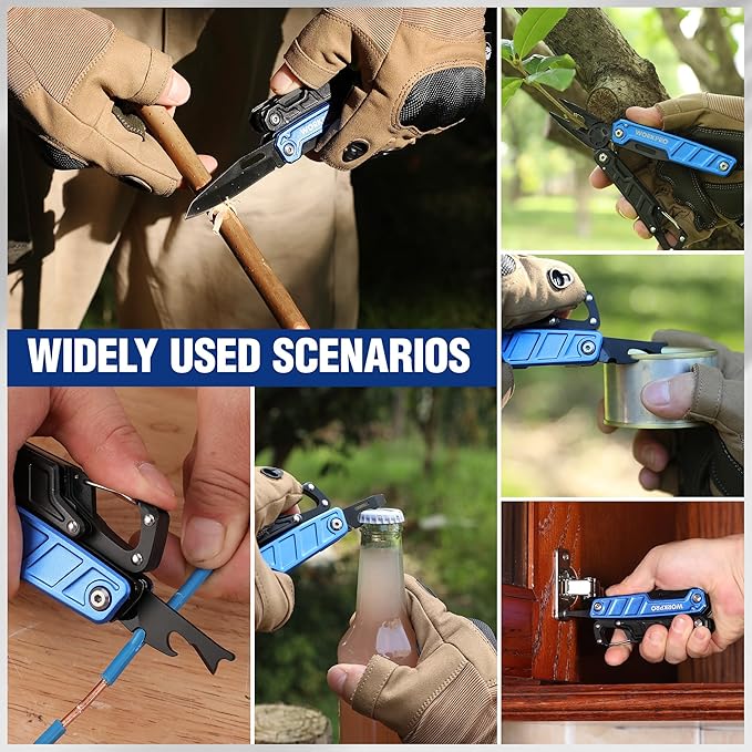 WORKPRO Multitool-11 in 1 Camping Tools with Mini Hammer-EDC Gear Multi Tools Hammer with Safety Lock and Pouch-Mini Multitools Gifts for Men and Women-Camouflage