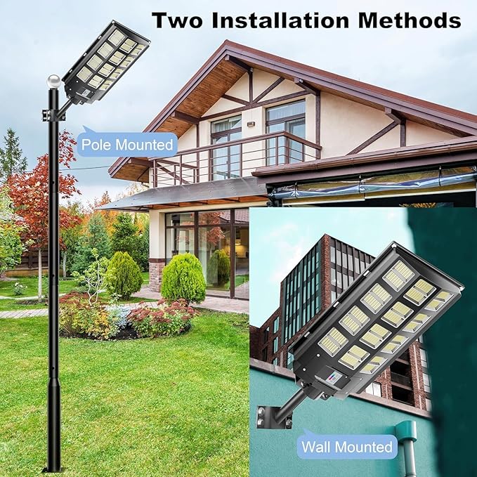 10-Pack Solar Street Light - 8000W Solar Parking Lot Light 360000LM Dusk to Dawn Street Lights Solar Powered, IP67 Waterproof Solar Wide Angle Lamp with Motion Sensor for Yard, Road