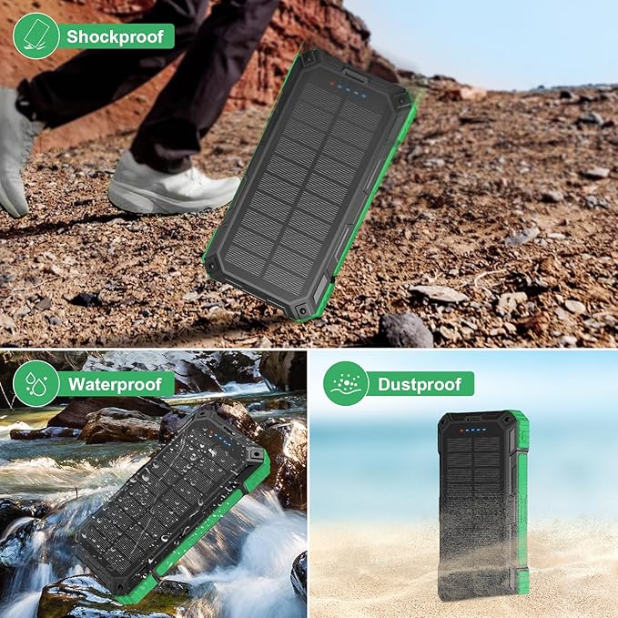 Solar Charger Power Bank 49800mAh Wireless Portable Phone Charger, 22.5W QC3.0 Fast Charging Built in 4 Cables with USB C 6 Outputs & 2 Inputs for Cell Phone