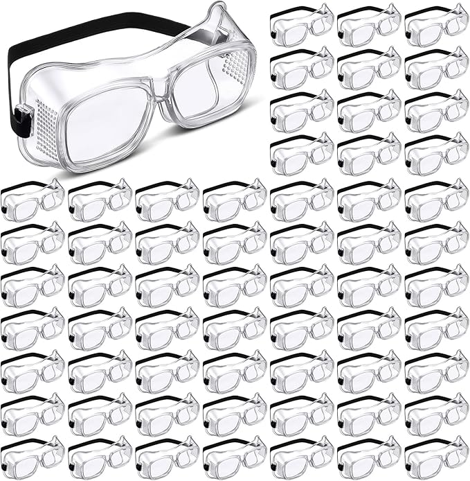 100 Pairs Safety Goggles Anti-fog Protective Safety Glasses Anti Scratch Eye Protection Clear Lens Onion Goggles Anti Dust Glasses Lightweight Eyewear for Science Lab Chemistry Construction