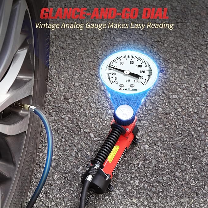 AVID POWER 12V DC Tire Inflator Portable Air Compressor, Compact Air Pump w/Copper Motor, Easy Operation 12V Tire Pump w/Carrying Case & 3 Adapters