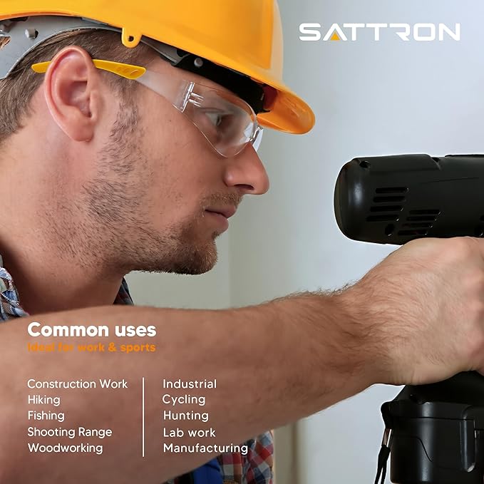 Clear Safety Glasses 24PK, Protective Eyewear Polycarbonate Lens with Rubber Temples ANSI Z87.1 Anti-Scratch Impact Resistant Eye Protection for Man Woman Clear Lens/Yellow Frame