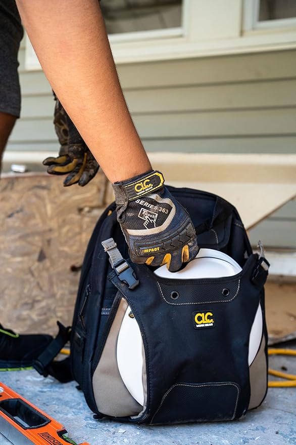 CLC Work Gear 1134 Carpenter's Tool Backpack, 44 Pockets, Padded Back Support, Black