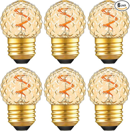 G40 Replacement Bulbs Night Light Bulbs Small Edison Light Bulb Base Sizes Chart Mini Globe Low Watt Light Bulbs 1W(10W Equivalent),AC120V Warm White 2200K 80LM,Outdoor Holiday Decorative Bulb,2 Pack