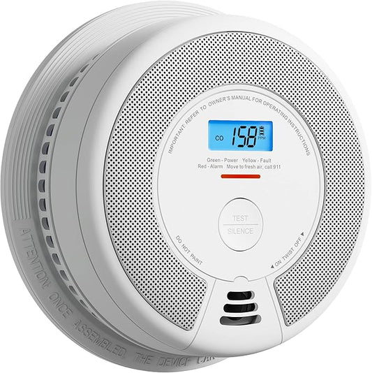 X-Sense 10-Year Battery Combination Smoke Carbon Monoxide Alarm Detector with Large LCD Display (Standalone Model)