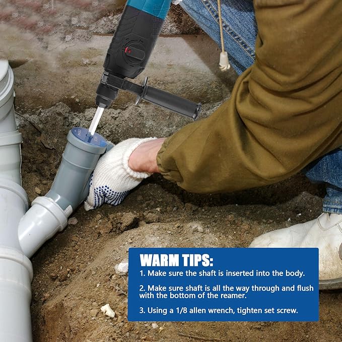 XJX PPR400 PVC Pipe Reamer, 4" Head Aluminum PVC Fitting Saver Fit Into Standard 1/2" Drill and 3/8" Hex Shaft