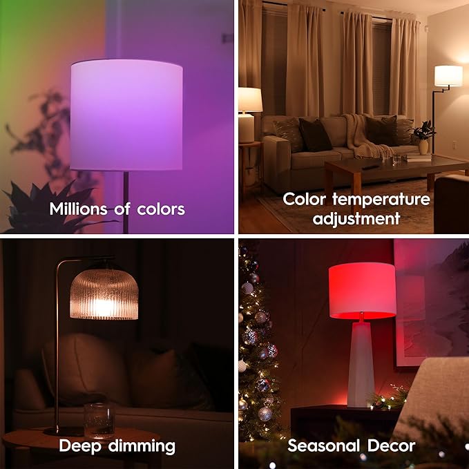 Cync GE BR30 LED Smart Light Bulbs, Indoor Floodlight Bulb, Color Changing Room Decor, WiFi Lights, Compatible with Alexa and Google Home, Matter Compatible (4 Pack)