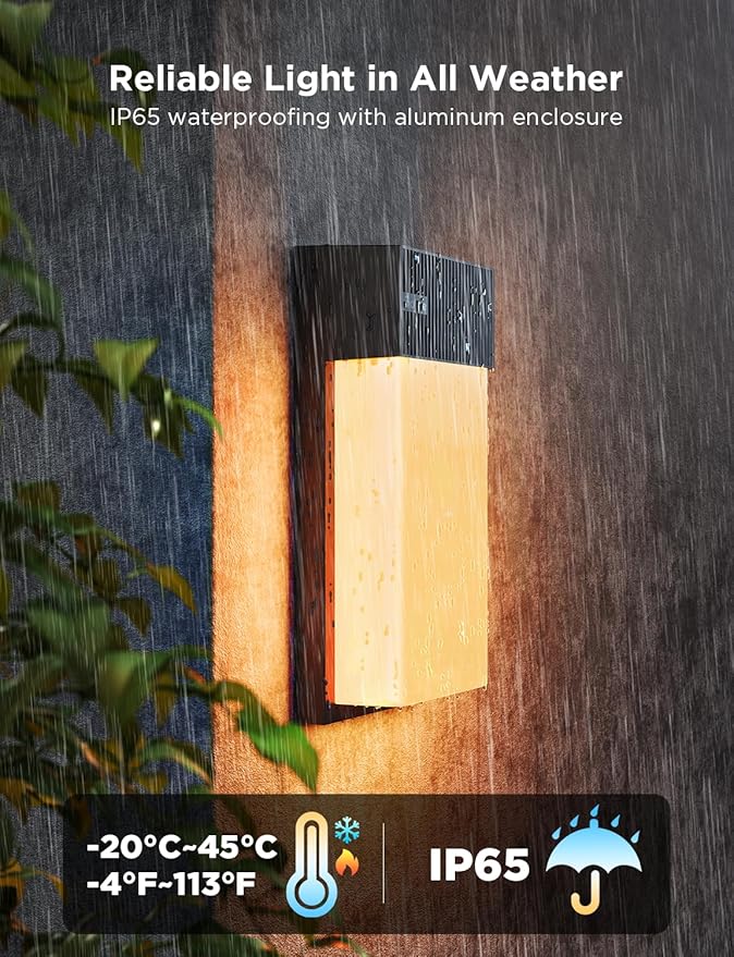Govee Outdoor Wall Light, 1500LM Smart RGBIC Porch Lights Outdoor with 45 Scene Modes, IP65 Waterproof for Outdoor Decor, DIY Lighting Effects, Works with Alexa, Google Assistant and Matter, 2 Pack