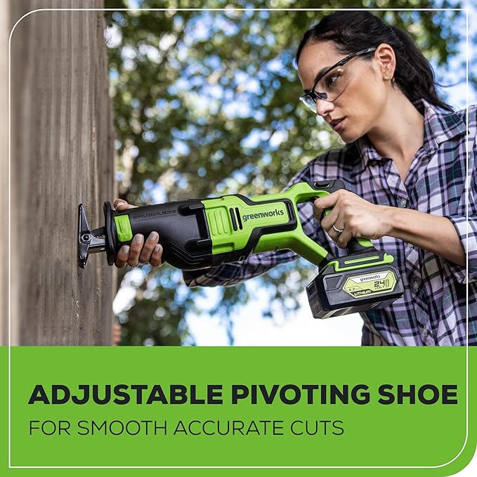 Greenworks 24V Cordless Power Tool Combo Kit, Jig Saw with 4Ah USB Battery & Charger, Circular Saw (7-1/4") & Reciprocating Saw, Brushless Motors, 3000 SPM & 4500 RPM