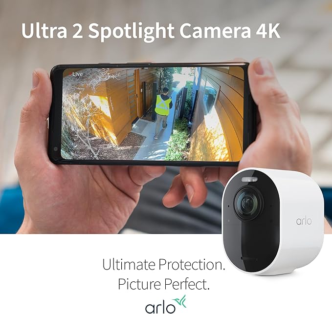 Arlo Ultra 2 Spotlight Camera 4K HDR (Camera only, SmartHub Sold Separately & is Required to Operate | Wireless Home Security Camera | Color Night Vision, Motion Sensor, 180º View, 2-Way Audio, Black