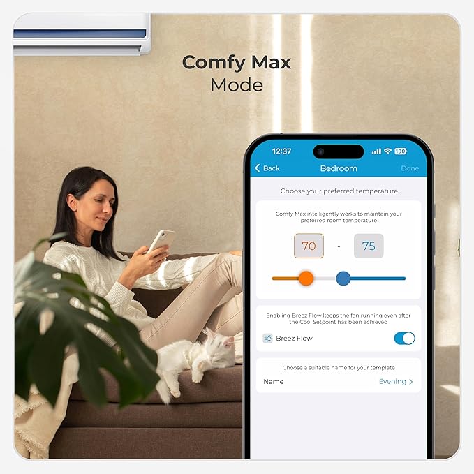 Breez Max | ENERGY STAR CERTIFIED Smart AC Controller | WiFi Thermostat for Mini-Split, Window, Portable ACs/Heat Pumps | AI-Based Tech | Free App, No Subscriptions | Alexa, Google, IFTTT etc. (White)