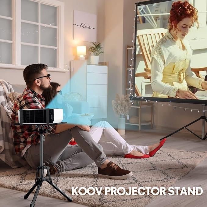 KOOV Projector Stand Adjustable Height 20" to 61", Foldable Projector Tripod Stand with Mouse Tray & Phone Holder, Portable Laptop Floor Stand for Office Home Stage Studio DJ Racks Podium Stand