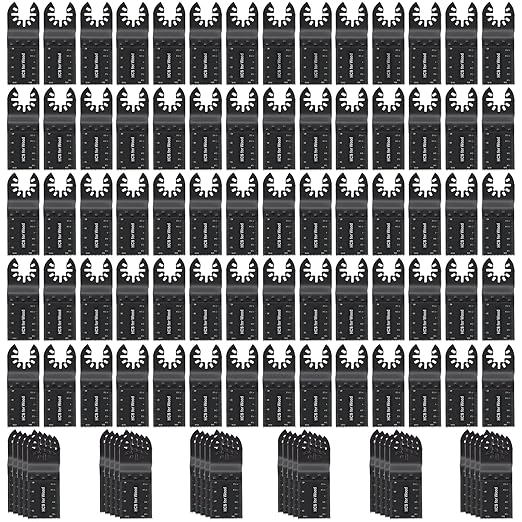 100Pcs Oscillating Saw Blades, Universal Oscillating Tool Blades, Multi Tool Blades Kits for Wood Plastics Metal,Quick Release Blades for Dewalt Ryobi Bosch Milwaukee