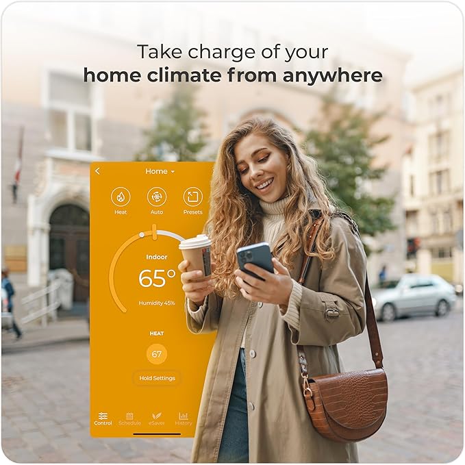 Cielo Smart Thermostat Eco | Energy Star Certified Thermostat | Supports Conventional Systems up to (2H/2C) & Heat Pumps (4H/2C) | Free C-Wire Adapter in Box | NOT for Mini Split Systems | (White)