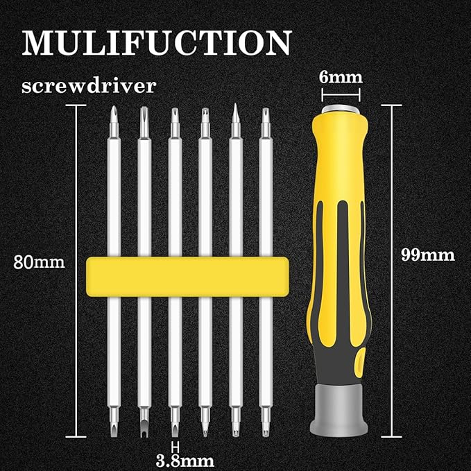 Premium 6-In-1 Mini Screwdrivers Set, Small Screwdriver Sets, Multipurpose Turn Screw, Household Small Driver, Detachable Handle, Alloy Steel Material, SH-083, 12 Sizes by NOSHY