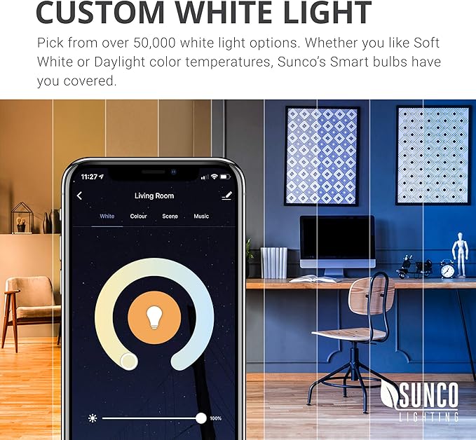 Sunco Smart Globe Bulbs G25 LED, Alexa Compatible LED Decorative Round Vanity Bulbs, 5W, Color Changing RGBCW, Dimmable WiFi Vanity Smart Bulbs for Amazon Alexa, Google Assistant, 2 Pack.
