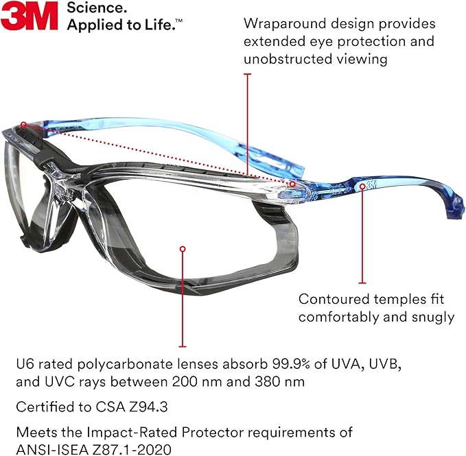3M Safety Glasses, Virtua CCS and Virtua Sport CCS 2-Pack, Anti-Fog, Anti-Scratch, ANSI Z87, Corded Ear Plug Control System, Removable Foam Gasket, 1 Pair of Clear Lens and 1 Pair of Gray Lens
