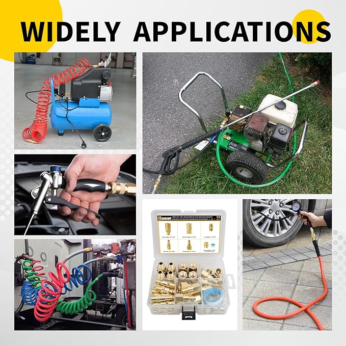 Air Coupler & Plug Kit,55 Pcs 1/4" NPT Air Tool Fittings Set,Quick Connect Air Hose Fittings Air Compressor Accessories