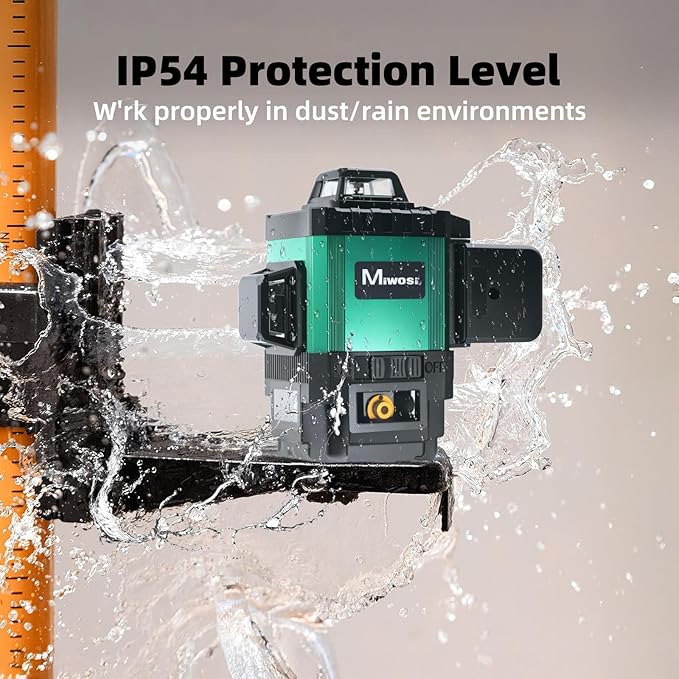 Laser Level 360 Self Leveling with Tripod, Miwosi 4D Lazer Level, 4x360° Green Cross Line Laser Tool for Construction Project Renovation, Tile, Floor, and Wall Projects, Includes Carrying Case