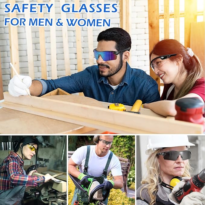 OXG 12 Pack Safety Glasses for Men Women, ANSI Z87.1 Safety Goggles Impact Resistant Protective Eyewear for Work, Outdoor