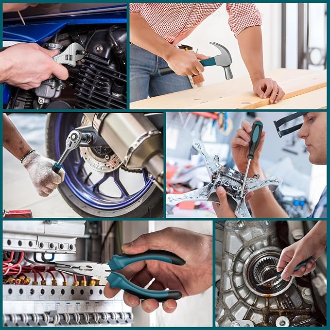 Tool Kit with 21V Cordless Drill - Sundpey 255-PCs Portable Complete General Basic Home and Auto Repair Tool Set with Drawer for Handyman & Diyer & Homeowner - Power Drill with 2 x 2.0Ah Batteries