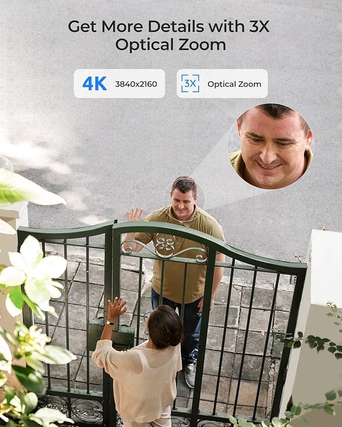 REOLINK 4K Outdoor Plug-in WiFi 6 Security Camera, PTZ Camera for Home Security, Wi-Fi 6 New Tech, Motion Tracking, Smart Detection, 3X Optical Zoom, Motion Spotlight, Local Storage, E1 Outdoor Pro