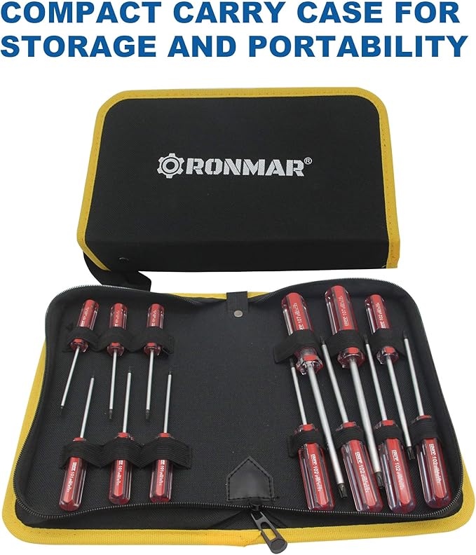 13-Piece Magnetic Torx Screwdrivers Set, Security Tamper Proof, T4、T5、T6、T7、T8、T9、T10、T15、T20、T25、T27、T30、T40 (red)