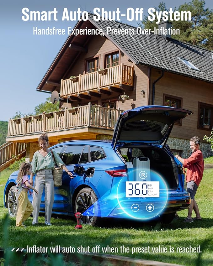 AVID POWER Tire Inflator Portable Air Compressor, 20V Cordless Car Tire Pump, Rechargeable Battery Powered Air Compressor w/12V DC Adapter, Digital Pressure Gauge