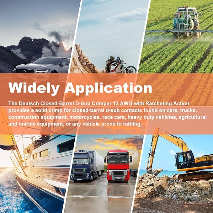 Newdeli Deutsch Crimp Tool Size 12 Deutsch Connector Tool 4 Way Indent 8 Impression Type Closed Barrel Crimper 12 AWG Solid Barrel Contact & Circular Connector Contacts Pin Crimping Tool