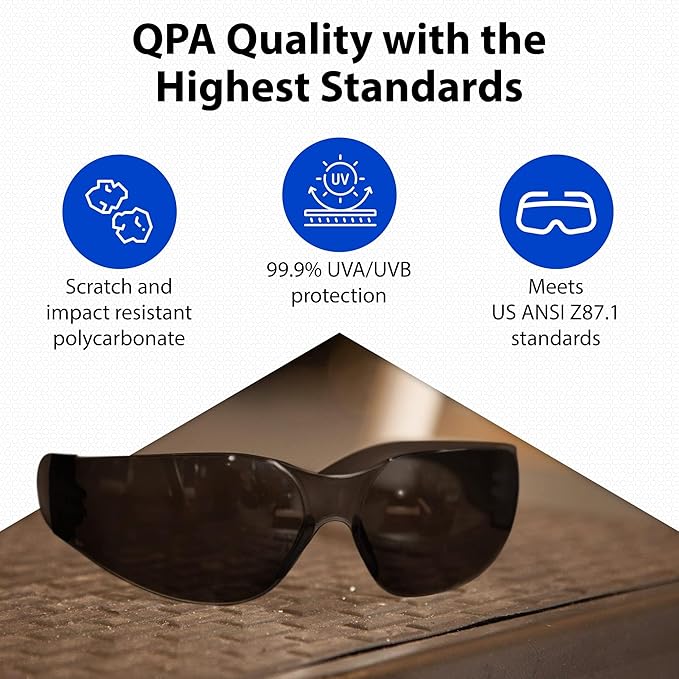 Quest Protective Apparel Safety Glasses - Impact Resistant Lens