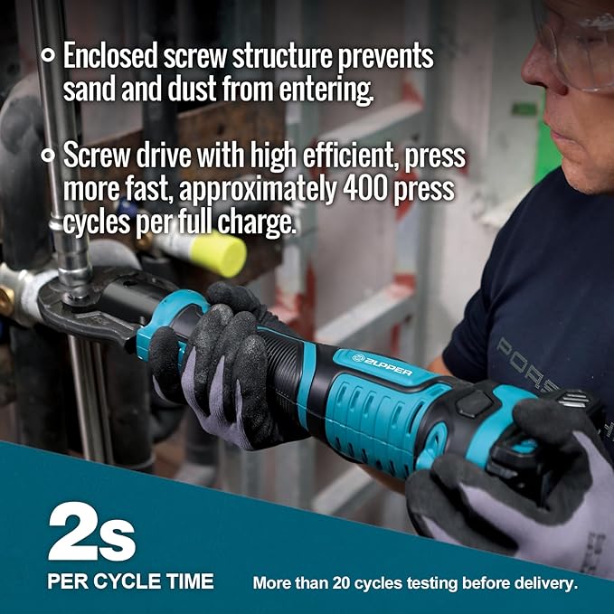 Compact Pro Press Tool kit with 4 Copper Pro Press Jaws 1/2" to 1-1/4", Brushless Motor, 2pcs Battery, Fast Charger & Carrying Case