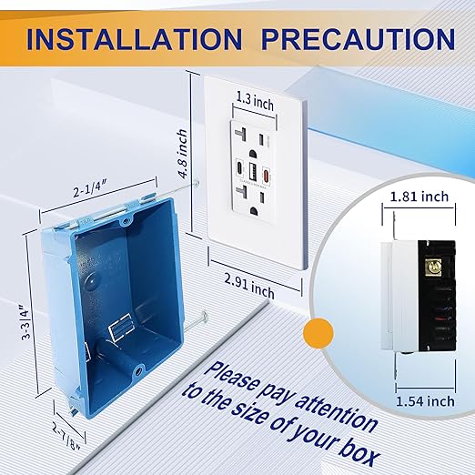 USB Wall Outlet, 65W GaN USB Outlet Receptacles with 3 USB Ports,20 Amp Tamper-Resistant Electrical Outlet with 1 Type A&2 Type C,Screwless Wall Plate Included,UL Listed