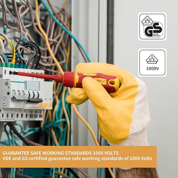 Mulwark 13-Piece Premium CR-V Insulated Screwdriver Set with 1000V Tools – Includes Phillips, Slotted, Pozidriv, and Torx Screwdrivers for Professional Use