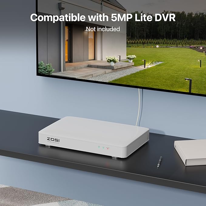 ZOSI 1080P HD-TVI Add On Camera, 2MP 1920TVL Indoor Outdoor Surveillance Home Security Camera with Audio, Night Vision, Smart Motion Detection, IP66 Weatherproof, Only Work 3K Lite CCTV DVR