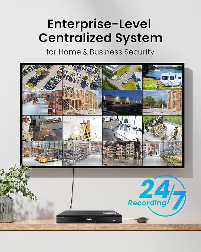 ZOSI 32CH 4K PoE Security Camera System, Face Person Vehicle Detection, 2 Way Audio, Spotlight Siren, 20pcs 8MP Outdoor Indoor IP Cameras, 32 Channel 4K NVR with 8TB HDD for 24/7 Recording