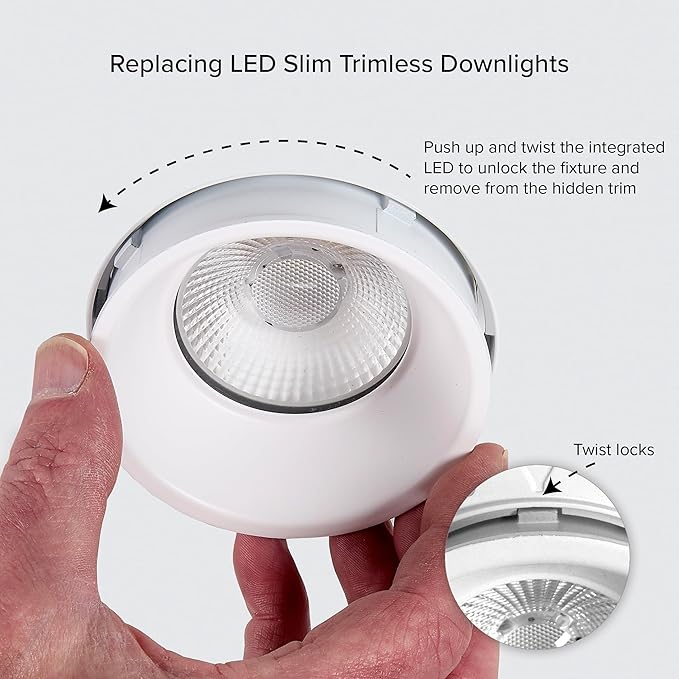 Maxxima 6 in. Trimless Ultra-Thin Recessed Anti-Glare LED Downlight Canless IC Rated 2000 Lumens 5 Color Temperature Selectable 2700K/3000K/3500K/4000K/5000K Dimmable 90 CRI 5 CCT Slim J-Box Included