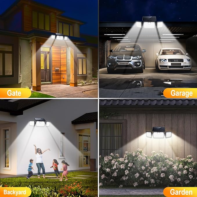 Solar Lights Outdoor Waterproof, Motion Sensor Flood Outside Lights with 2500LM High Brightness 270° Wide Angle, Outdoor Solar Lights IP65 for Yards, Patio, House, Garage (Non-Remote,2 Pack)